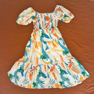 SISSYAKI WOMENS SUMMER BOHO FLORAL PRINT MIDI DRESS SIZE S (4/6)